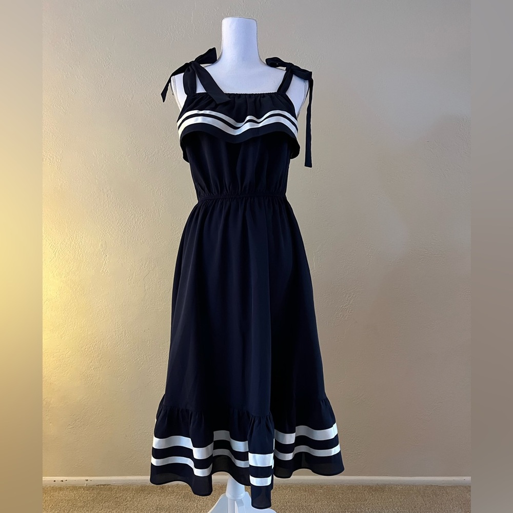 Voodoo Vixen Navy Nautical Celeste Swing Dress - Size M